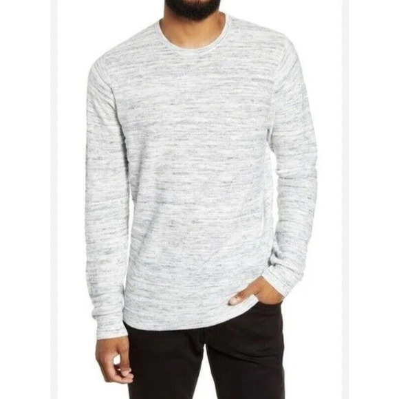 Calibrate Sweater Men's Large Gray Slub Crewneck Pullover Textured Cotton Blend - Picture 2 of 8